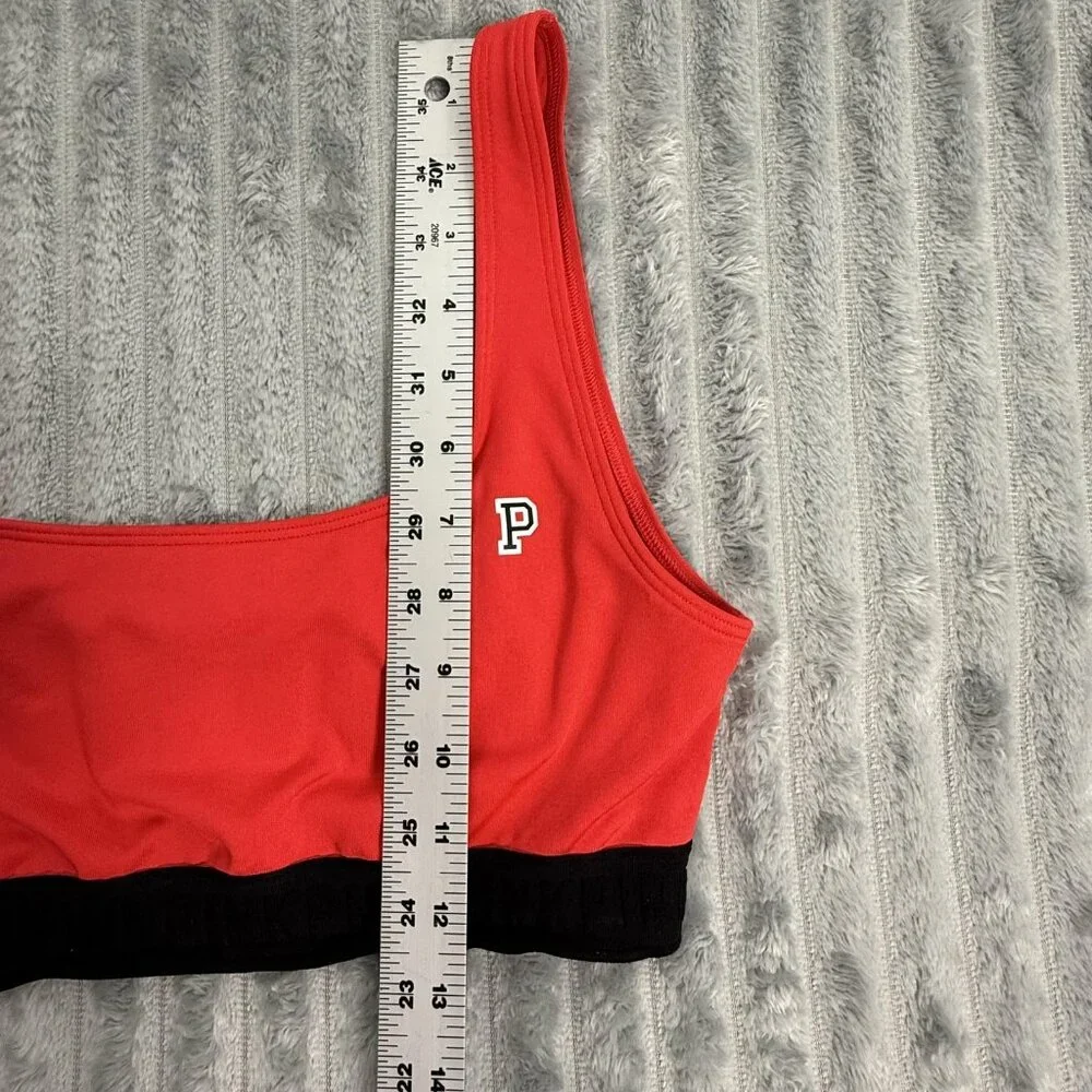PINK Victoria's Secret Ultimate Sports Bra Womens L Red Black Logo Lined Workout